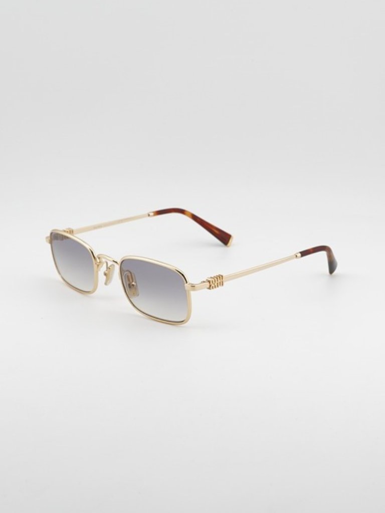 Miu Miu Mua53s 5ak04o Sunglasses Gold Rectangle Frame, Grey Gradient Lenses
